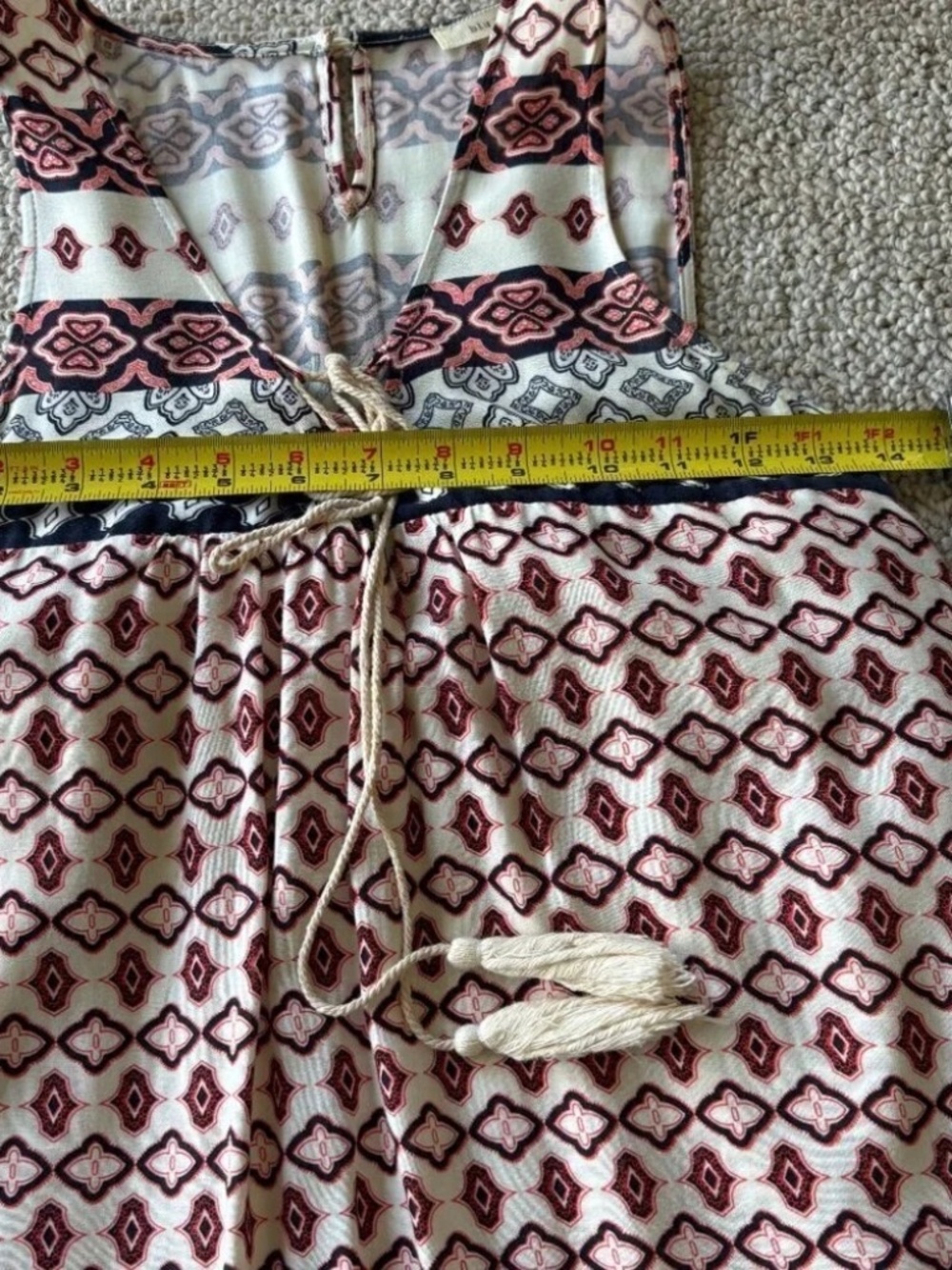 Blu Pepper Boho Babydoll Sundress | Tassel Tie Festival Beach Dress Small Boho - Picture 8 of 9